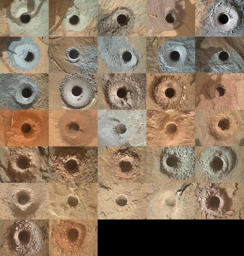Les 32 trous de forage de Curiosity
