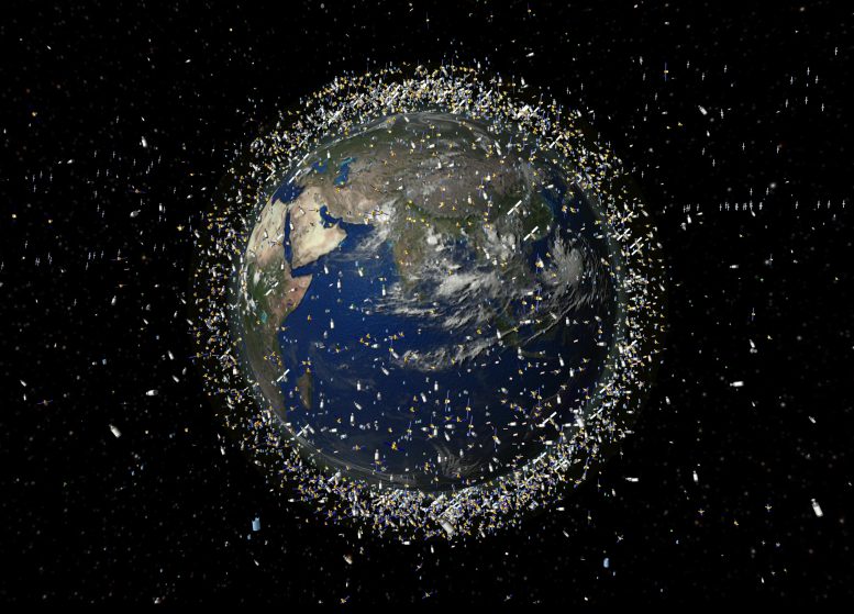 Objets de débris spatiaux orbite terrestre basse