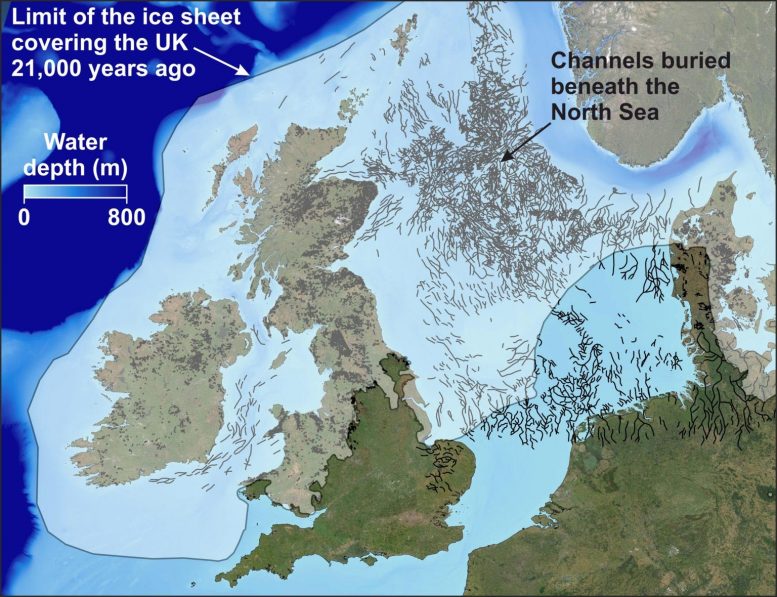 Carte de la mer du Nord Canaux enfouis