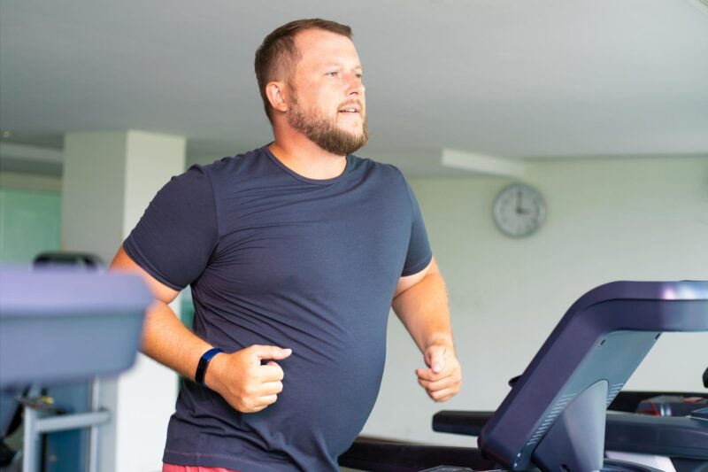 Chubby Man Exercise Treadmill