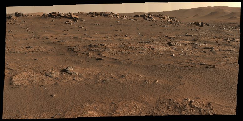 Persévérance Mars Crater Floor Fracture Panorama Rugueux