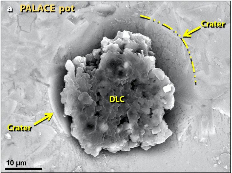 Diamonoïdes à l'intérieur d'un cratère