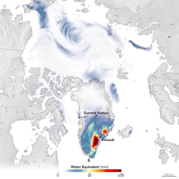Chutes de neige au Groenland Septembre 2021 Annoté