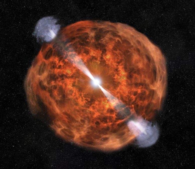 Explosion due à la collision de deux étoiles à neutrons
