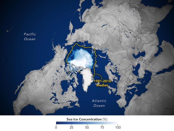 Glace de mer arctique Étendue annuelle minimale 2021 Annotée