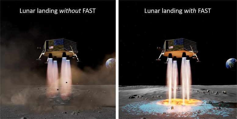 Atterrisseur lunaire avec et sans technologie de dépôt d'atterrissage