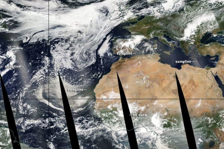 NASA MODIS Sunglint annoté
