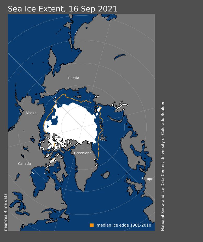 Étendue minimale de la banquise arctique 2021