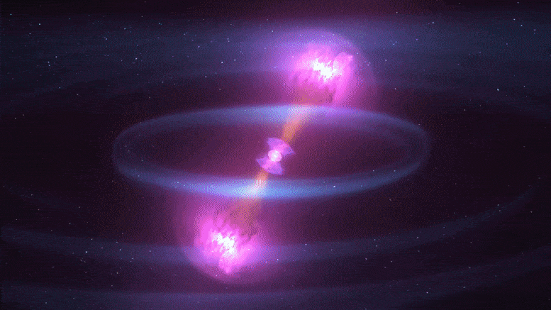 Deux étoiles à neutrons en collision