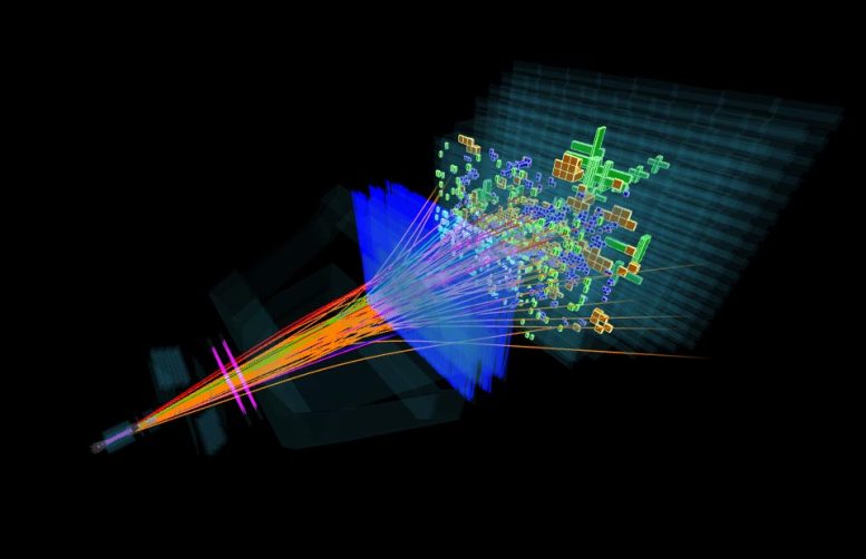 Événement LHCb typique entièrement reconstruit