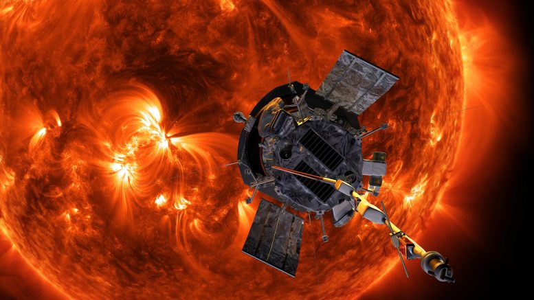Vaisseau spatial Parker Solar Probe s'approchant du soleil