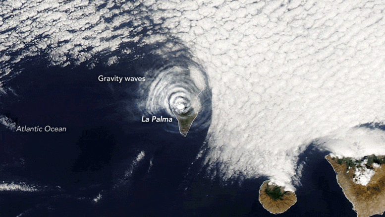 Un satellite capture de superbes ondes de gravité au-dessus de La Palma depuis l'éruption de Cumbre Vieja