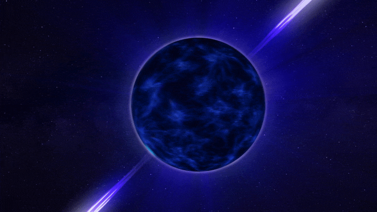 Étoile à neutrons en rotation dans l'espace