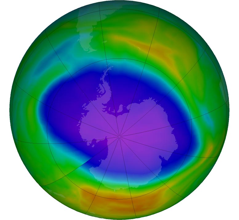 Zone maximale du trou d'ozone de l'Antarctique 2021