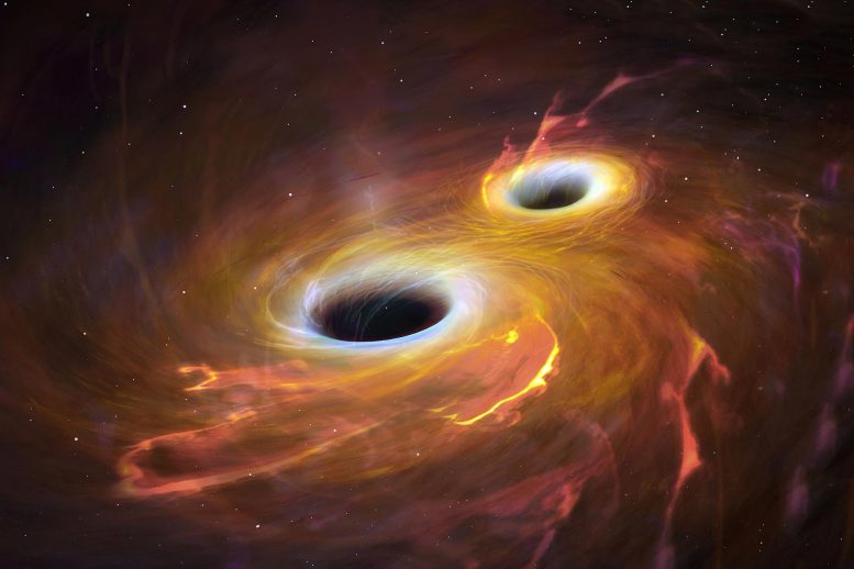 Deux trous noirs entrent en collision et fusionnent