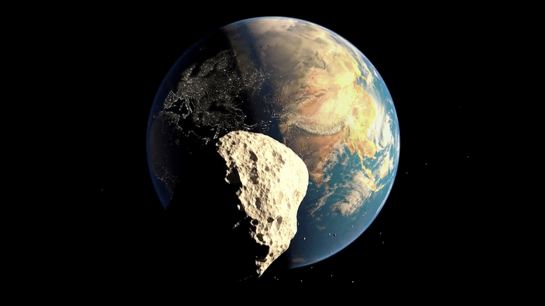 Grande illustration d'astéroïde proche de la terre
