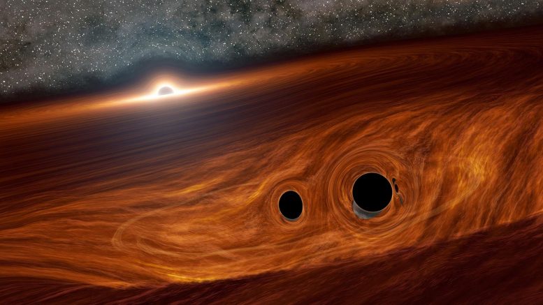 Trou noir supermassif entouré de deux trous noirs