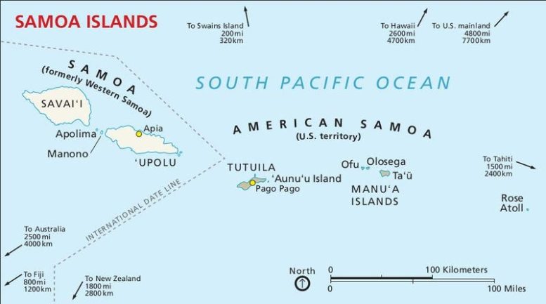 Carte des Samoa américaines