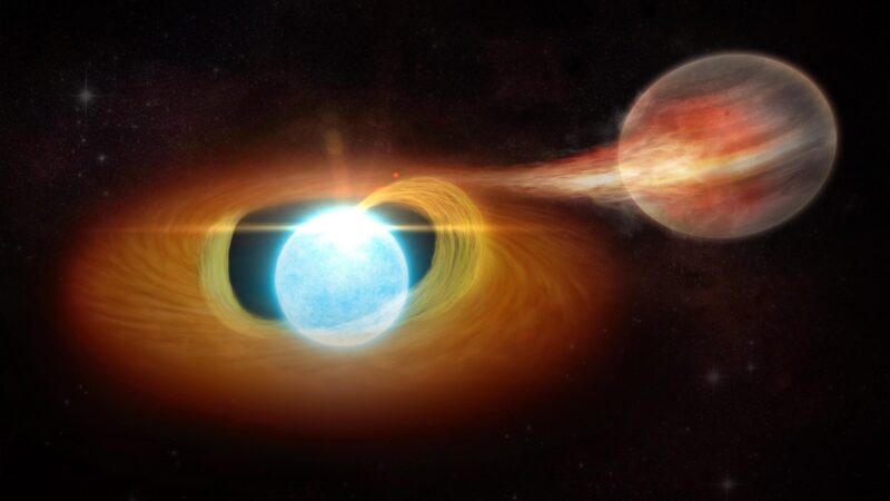 Rôti et déchiqueté par un acolyte stellaire : des astronomes trouvent une naine blanche faisant exploser un objet compagnon