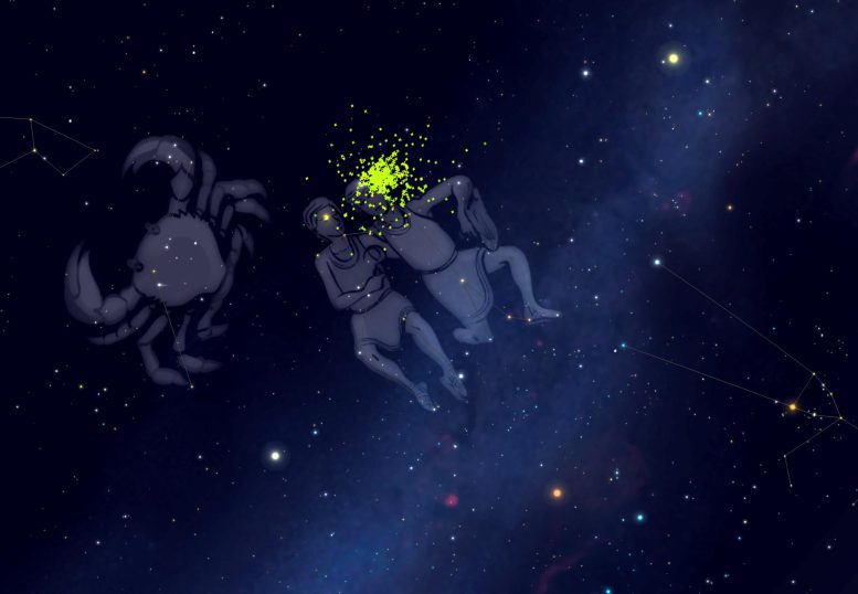 Constellation Gémeaux Géminides Météores