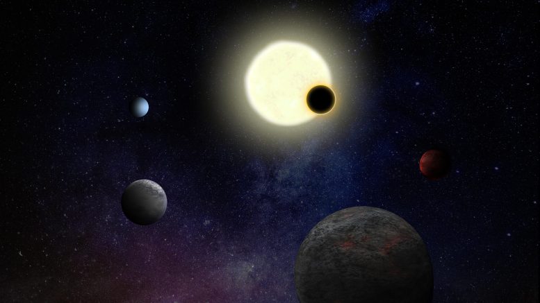 Illustration du système d'exoplanètes