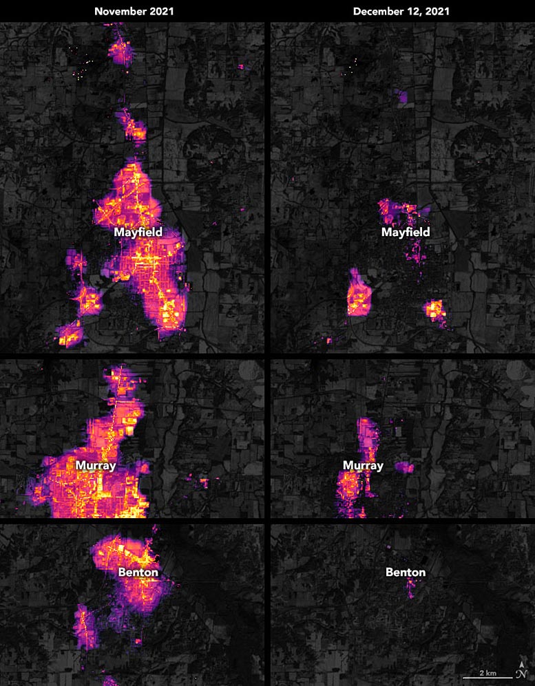 Les images satellites nocturnes détaillent la panne d'électricité du Kentucky