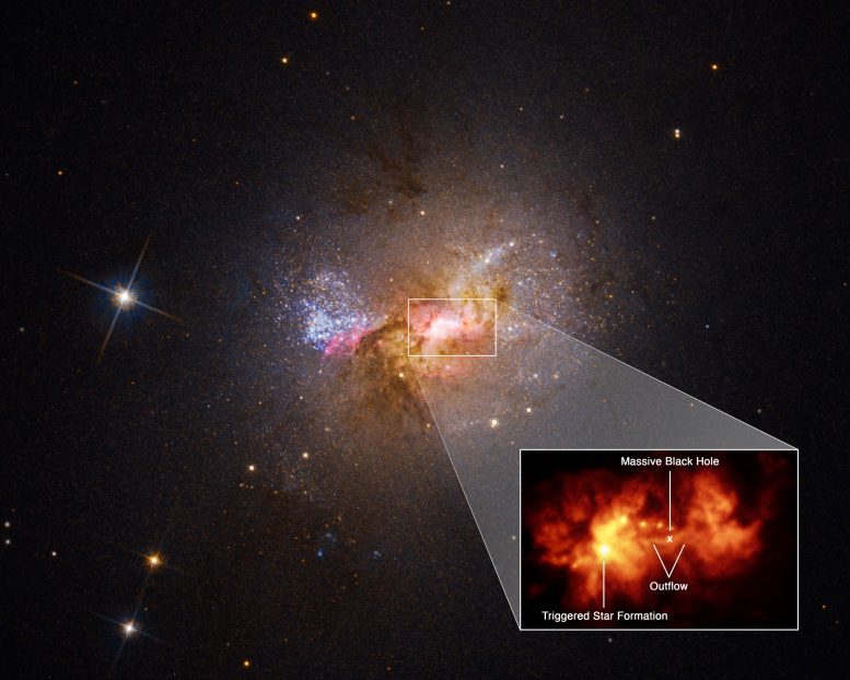  Un trou noir qui déclenche la formation d'étoiles dans Henize 2-10 