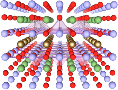 Structure cristallographique de l'oxyde de cuivre cuprate yttrium baryum