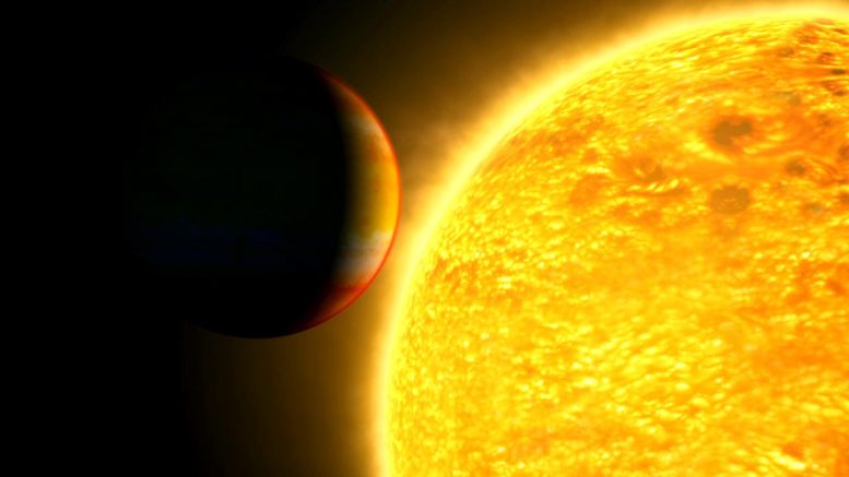 Une exoplanète sur le point de transiter par une étoile