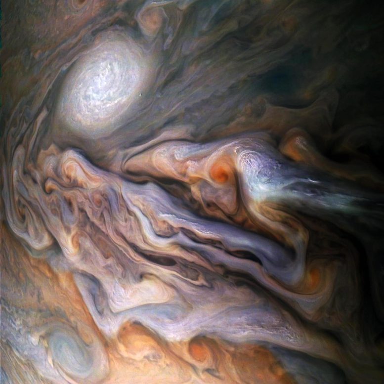 Des nuages tourbillonnants dans la dynamique ceinture tempérée nord de Jupiter