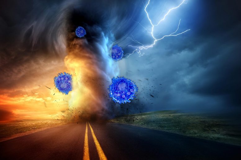 Illustration d'une tempête de cytokines