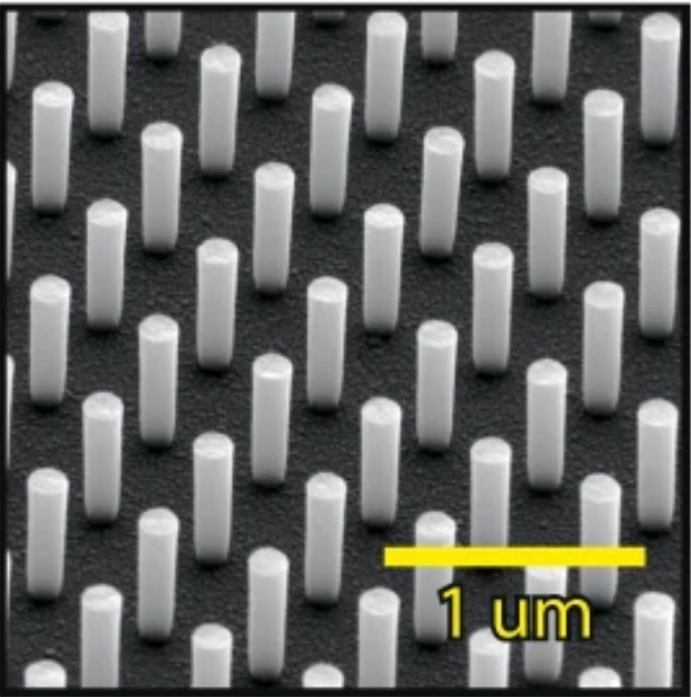 Compresseur avec nanopiliers de 158 nm de diamètre