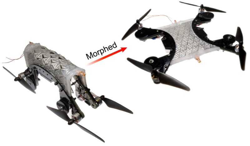 Un nouveau drone robotisé se transforme en véhicule terrestre ou aérien à l'aide de métal liquide