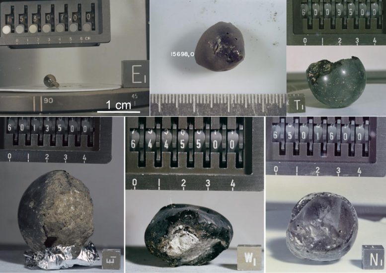 Globules de verre riches en clastes collectés par les missions Apollo