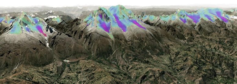 Vitesses d'écoulement de la glace pour les glaciers andins