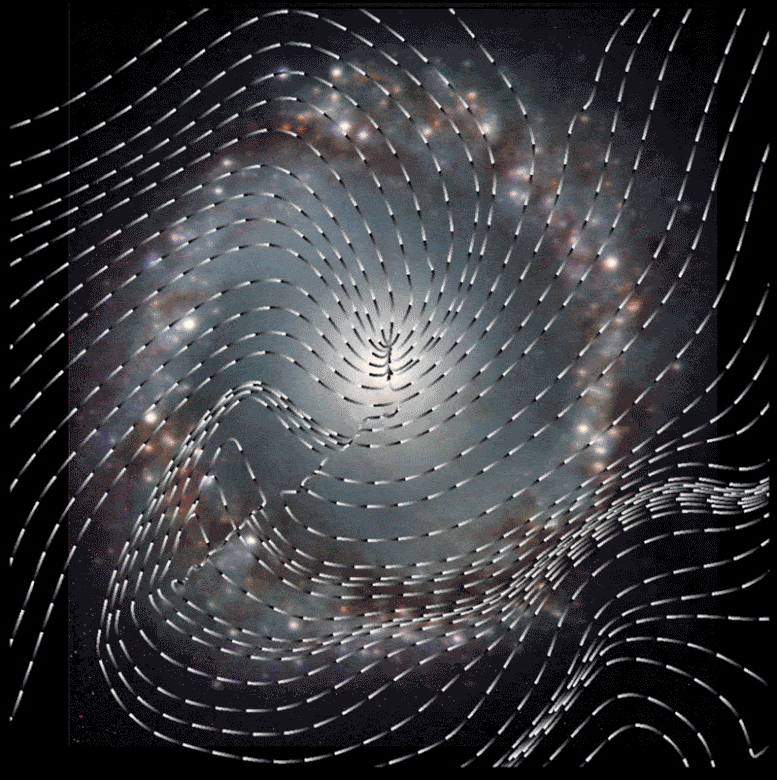 Orientation du champ magnétique de la galaxie spirale NGC 1097