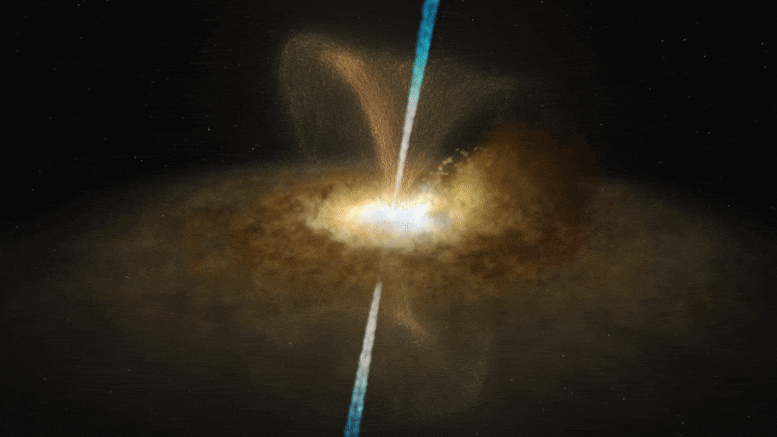 Un trou noir supermassif surpris en train de se cacher dans un immense anneau de poussière cosmique