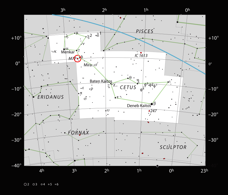 Messier 77 dans la constellation de Cetus
