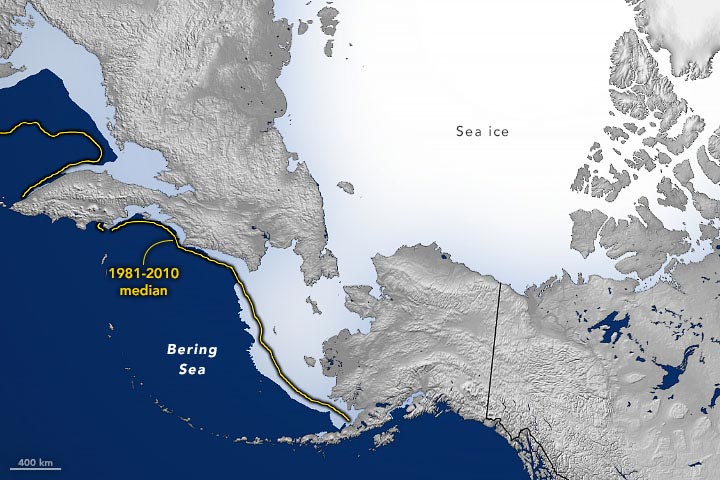 La glace de la mer de Béring 2022 annotée