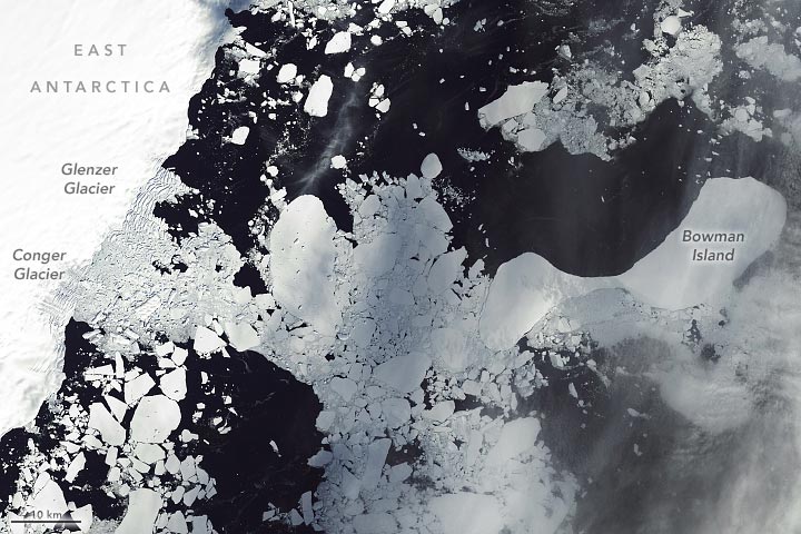 Plateau de glace de l'Antarctique Est Mars 2022 Annoté
