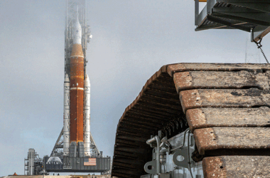 NASA Artemis I Moon Rocket Arrives at Launch Pad