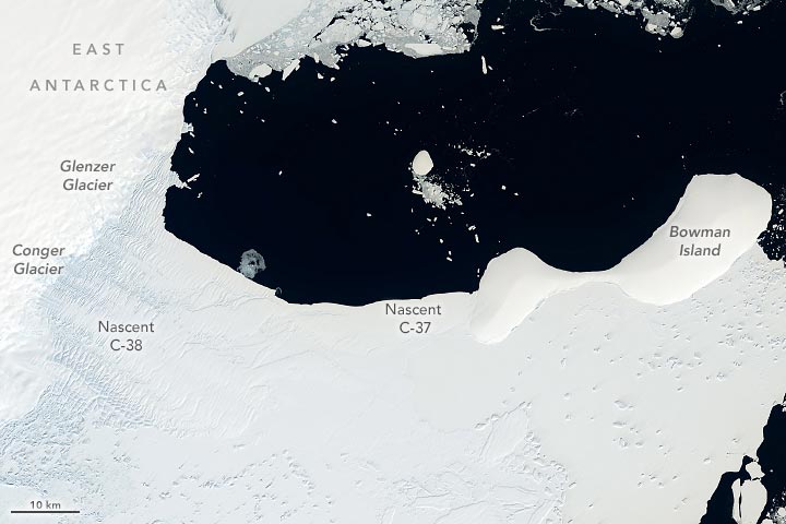Plate-forme de glace de l'Antarctique de l'Est Janvier 2022 Annoté