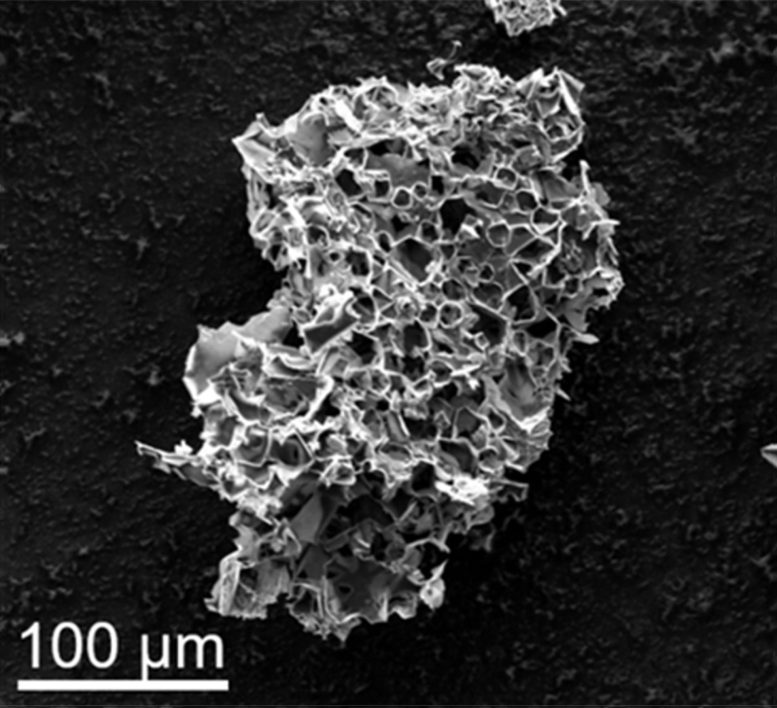 Pores dans une particule à l'échelle du micron