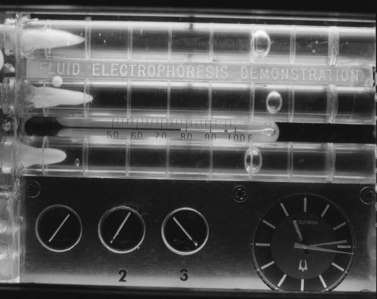 Apollo 16 - Démonstration d'électrophorèse des fluides 1
