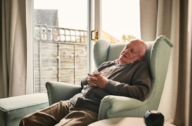 Senior Man Sleeping Chair Nap