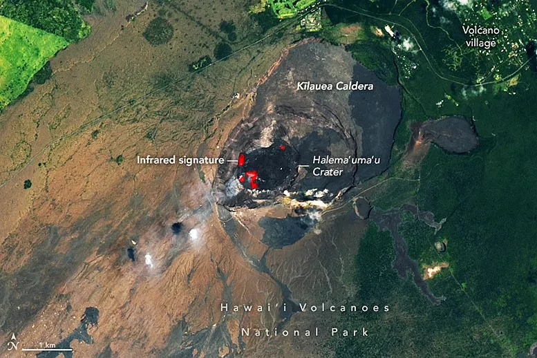 Le lac de lave du Kīlauea Avril 2022 annoté