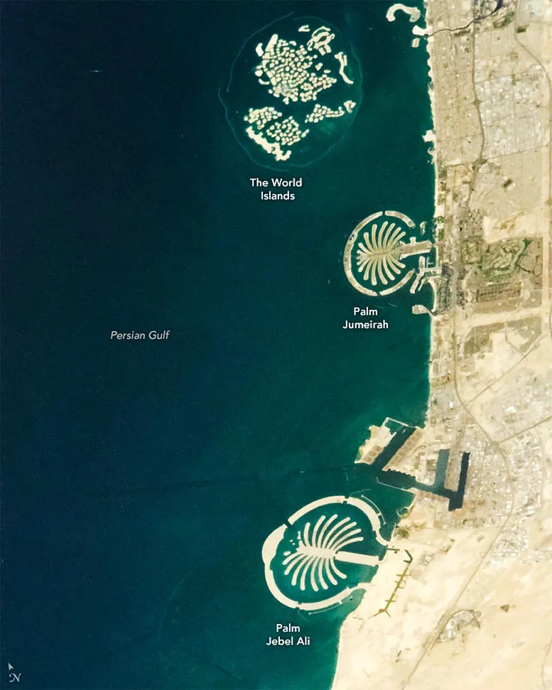 Dubai Palm Shaped Islands Annotated (en anglais)