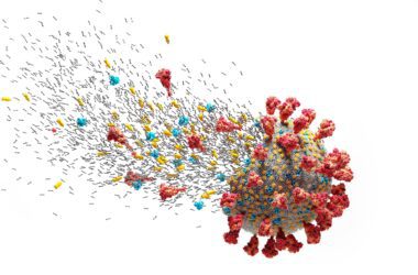 Disintegrating Virus Cell Destroy COVID Concept