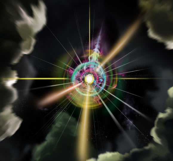 Voici une impression d'artiste d'un monopôle magnétique synthétique. Crédit image : Heikka Valja.