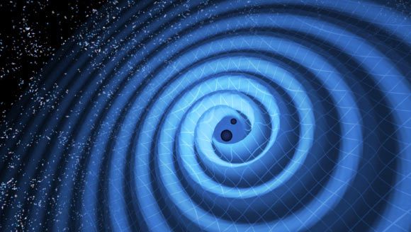 Les ondes gravitationnelles observées par les détecteurs jumeaux du Laser Interferometer Gravitational-Wave Observatory (LIGO) ont été produites pendant la dernière fraction de seconde de la fusion de deux trous noirs pour produire un trou noir unique, plus massif, en rotation. Crédit image : T. Pyle / LIGO.